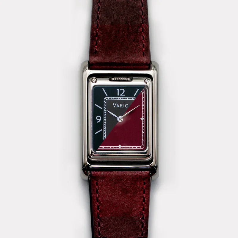 Thumb Vario VERSA Reversible Dual Time Gunmetal-Red Watch