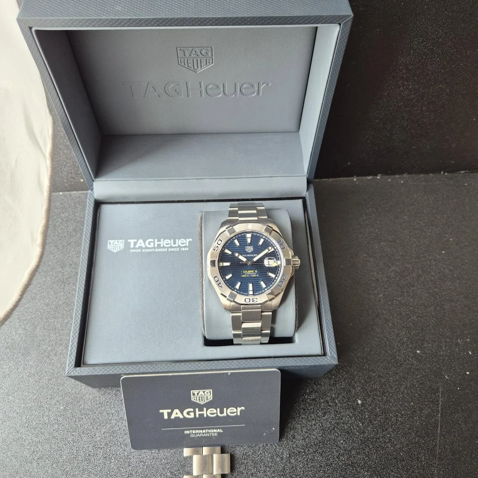 Thumb Aquracer 300M Calibre 5 43 Stainless Steel / Blue / Bracelet