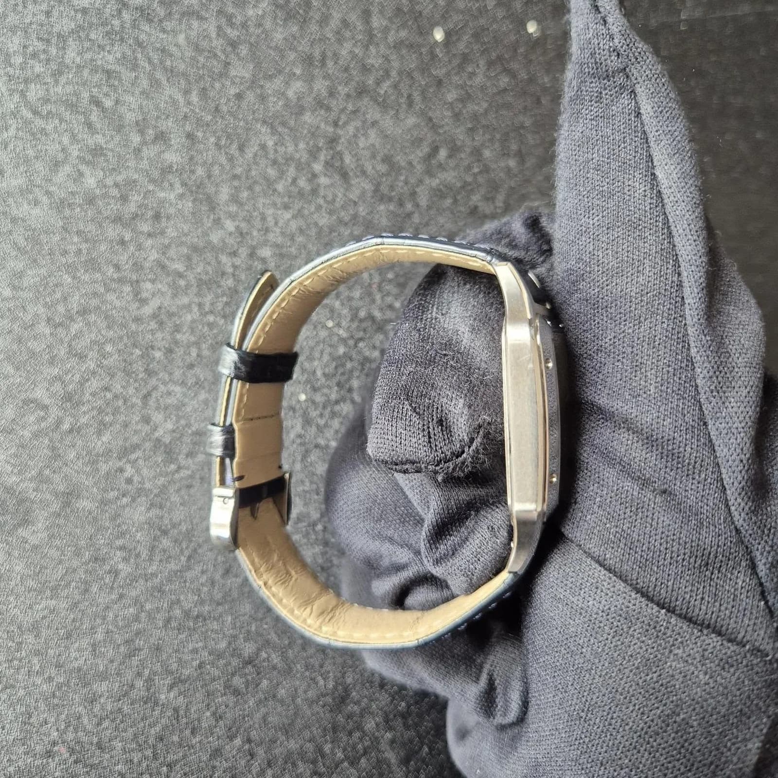 Thumb Santos Dumont Large Silver / Leather Strap