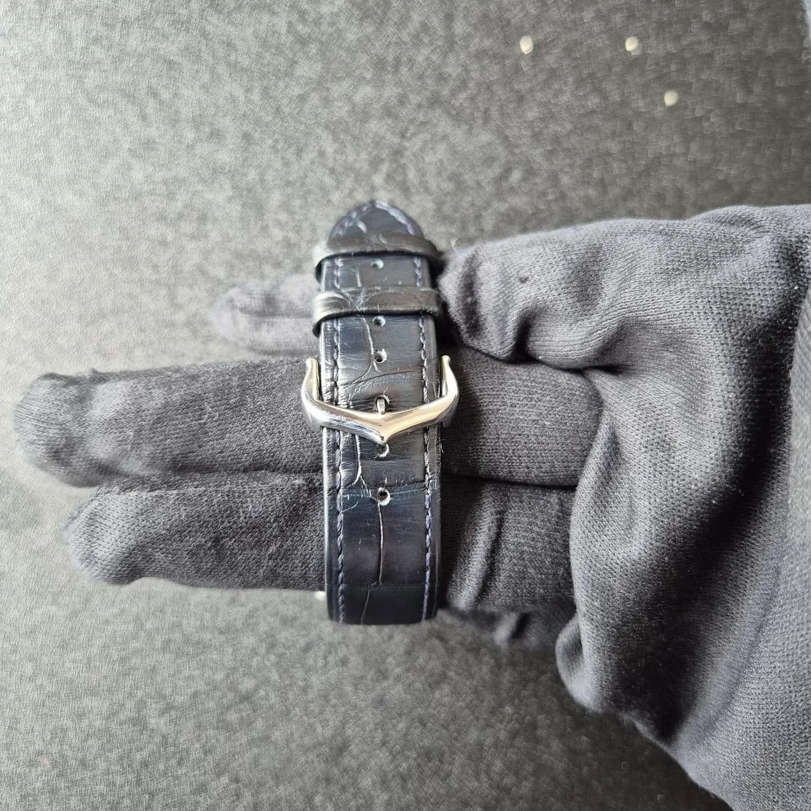 Thumb Santos Dumont Large Silver / Leather Strap