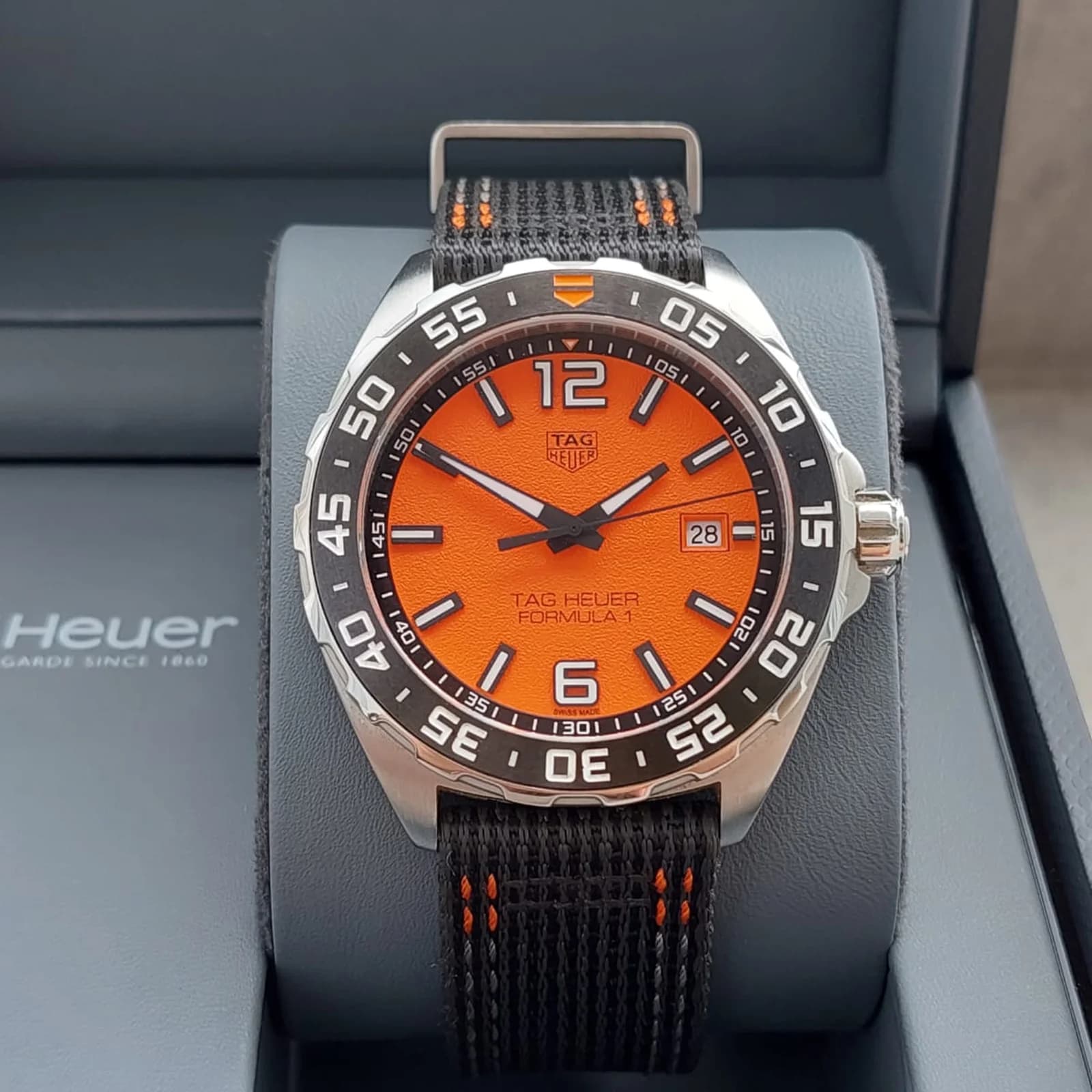 Thumb Formula 1 Quartz 43 Stainless Steel / Orange / Nato Strap