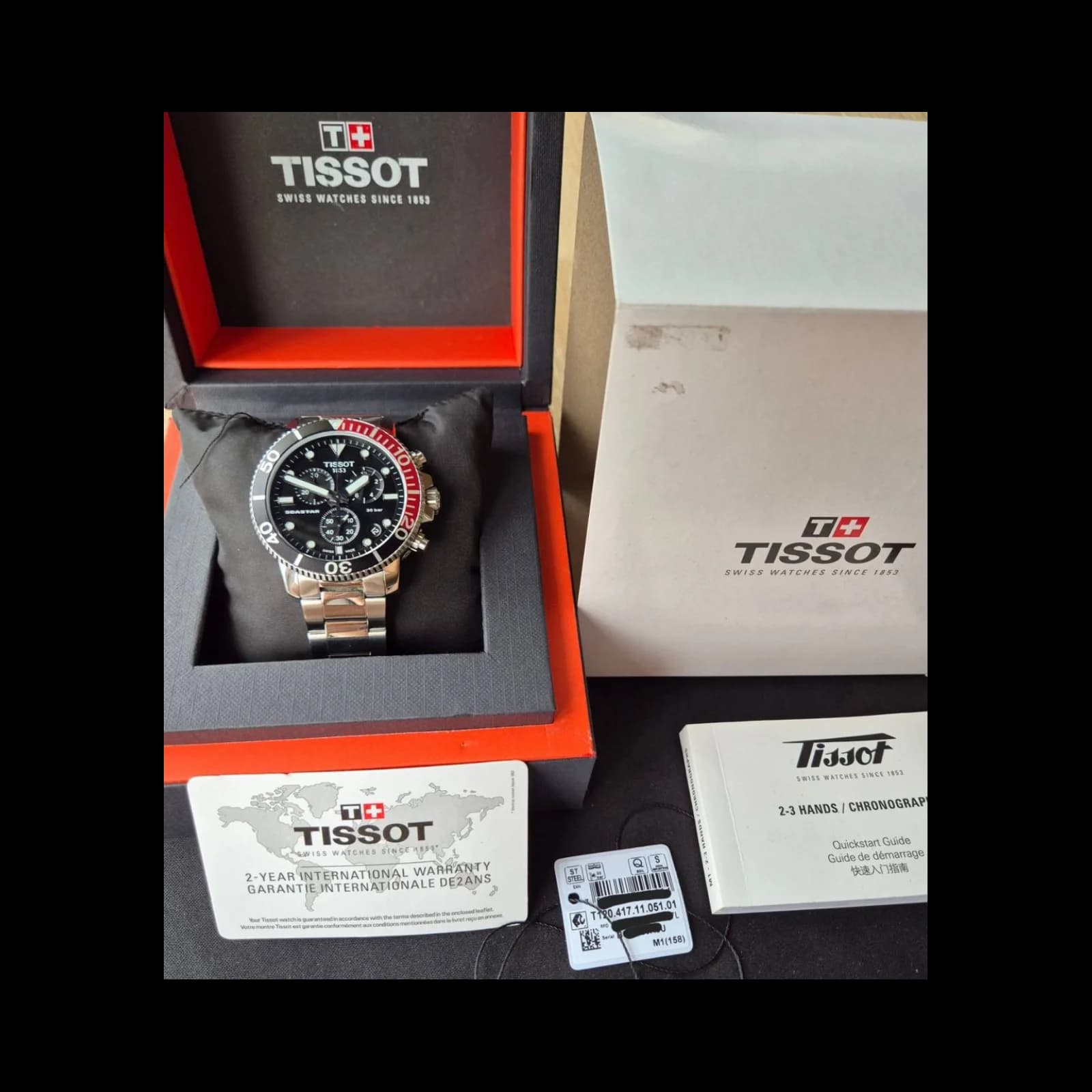 Thumb Seastar 1000 Chronograph Quartz 45.5 Stainless Steel / Black / Bracelet