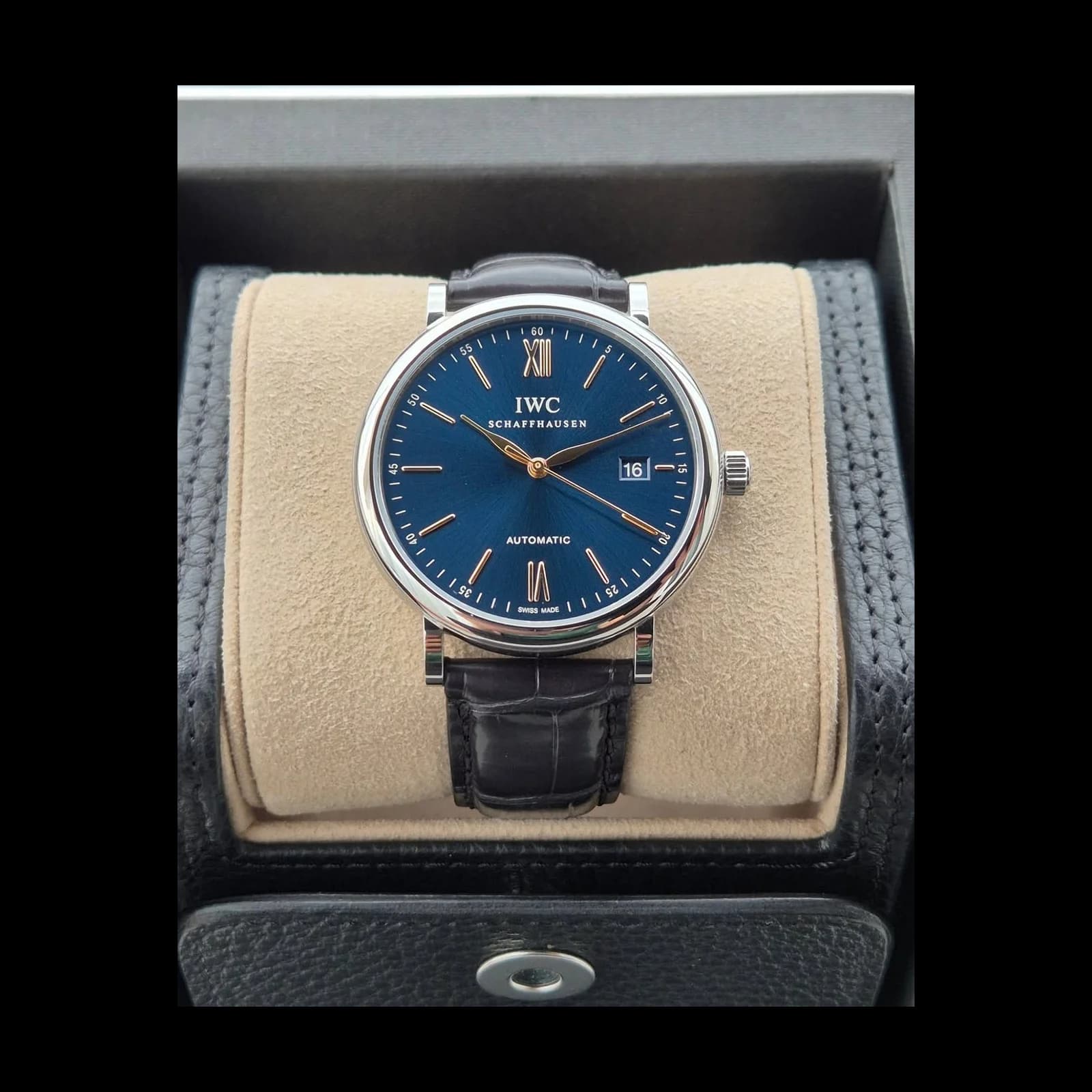 Thumb Portofino Automatic Stainless Steel / Blue / Alligator