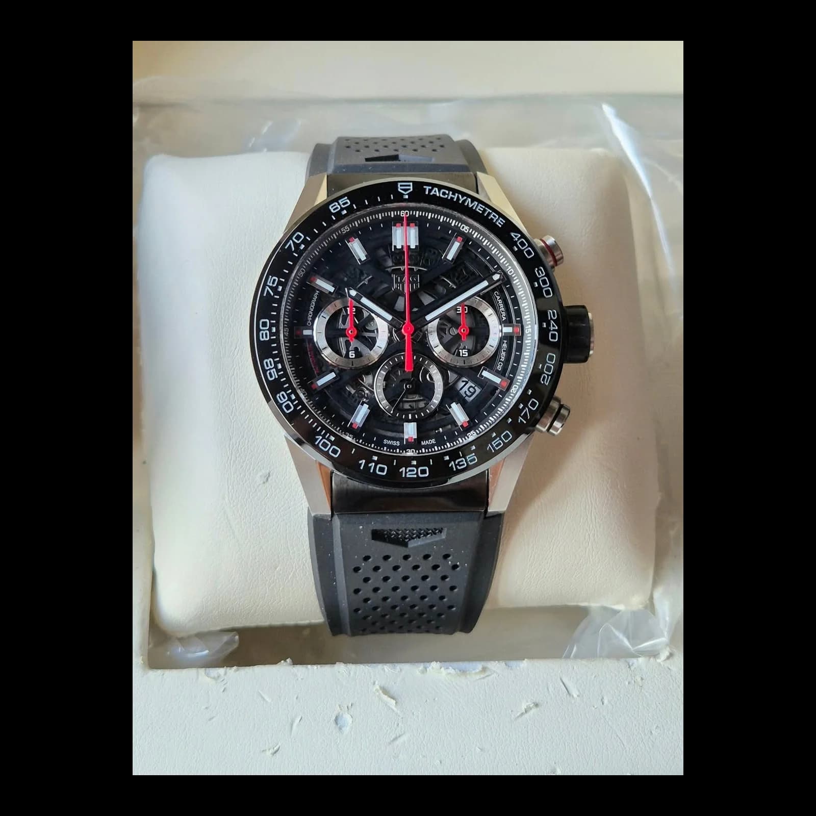 Thumb Carrera Calibre Heuer 02 45 Stainless Steel / Black Ceramic / Skeleton / Rubber