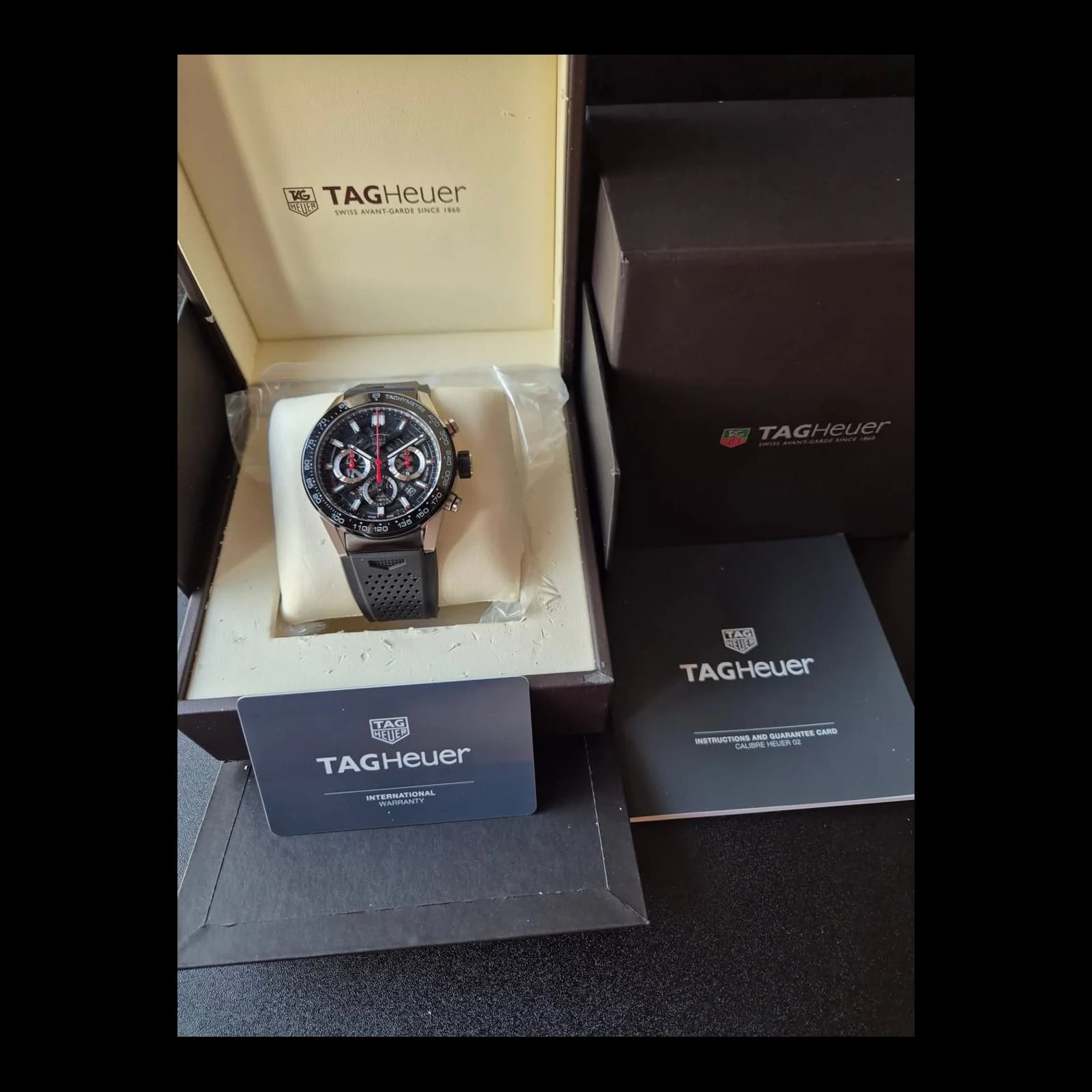 Thumb Carrera Calibre Heuer 02 45 Stainless Steel / Black Ceramic / Skeleton / Rubber