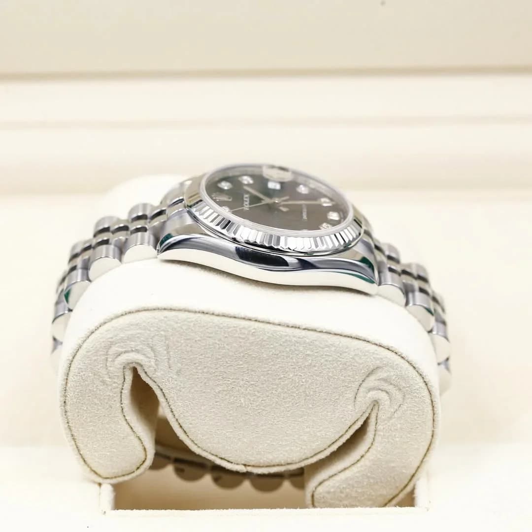 Thumb Datejust 31 Stainless Steel Fluted / Jubilee / Blue - Diamond