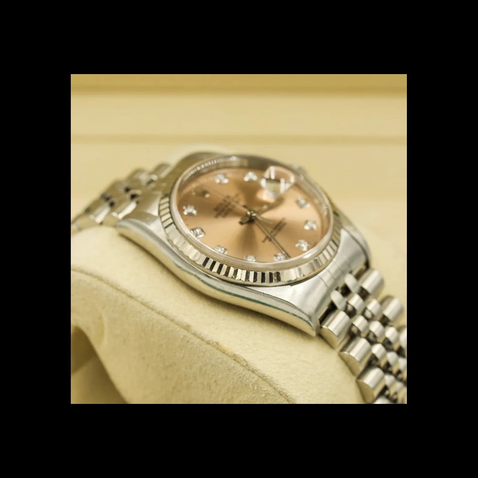 Thumb Datejust 36 / Pink / Diamond / Stainless Steel