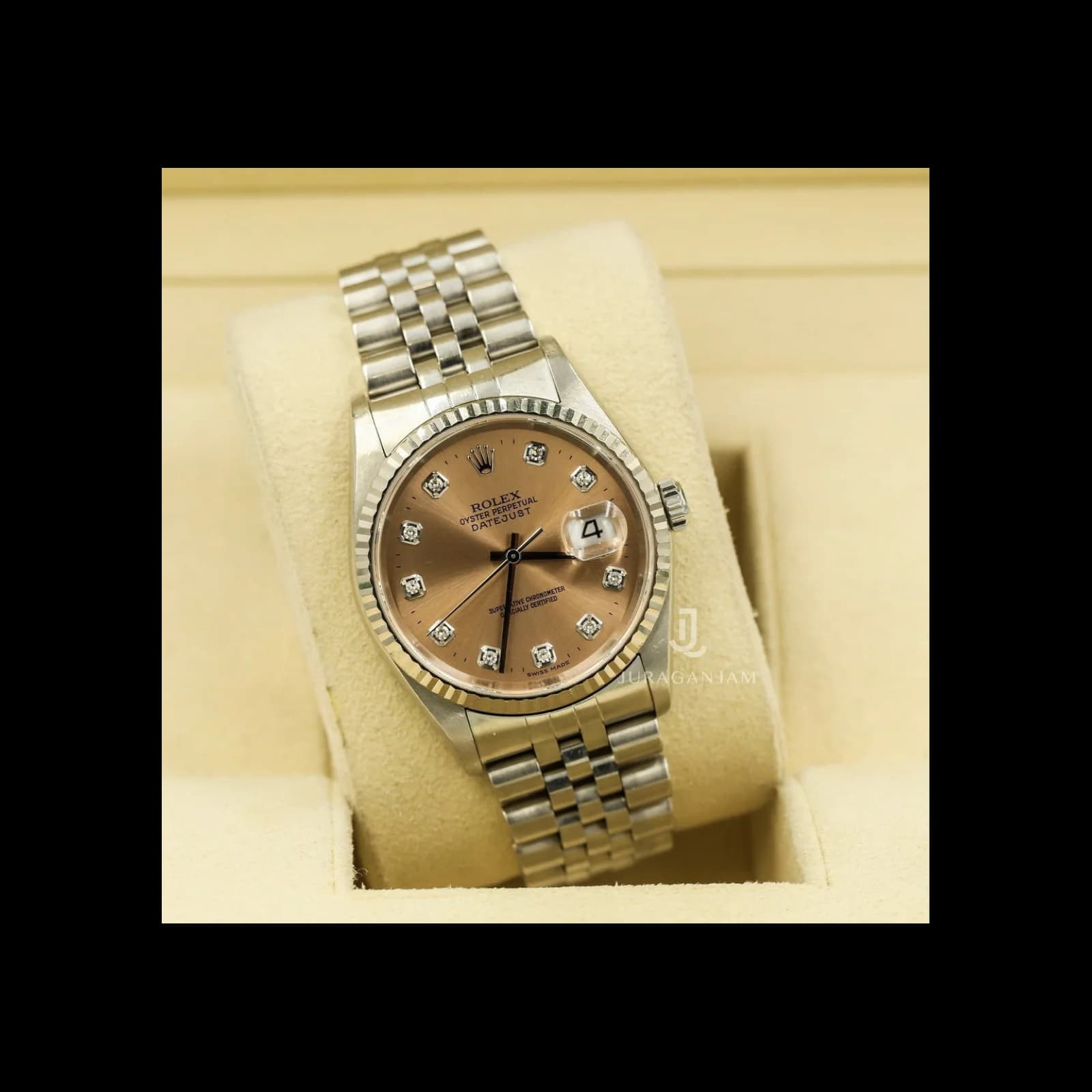 Thumb Datejust 36 / Pink / Diamond / Stainless Steel