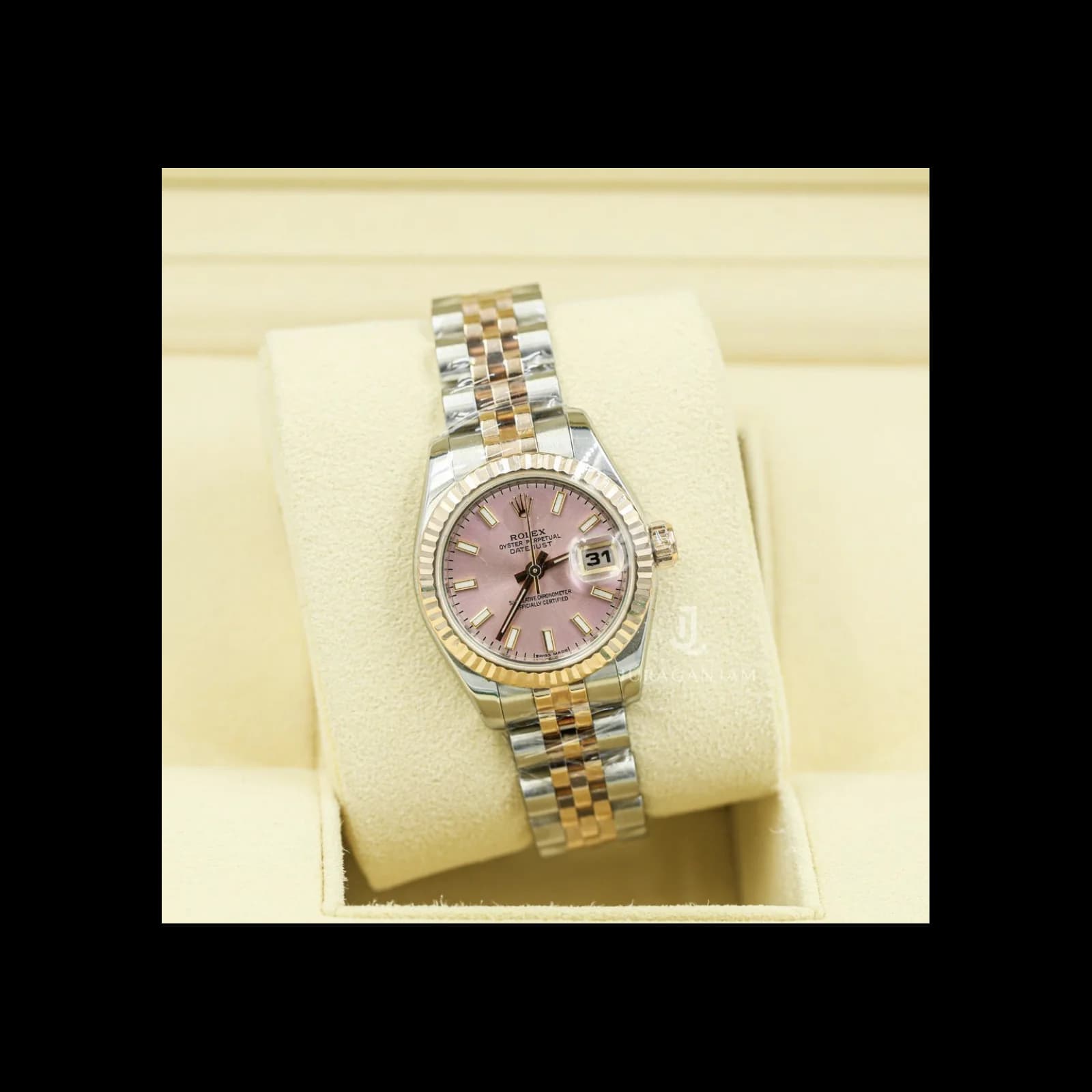 Thumb Lady-Datejust 26 Everose Fluted Pink Stick Jubilee