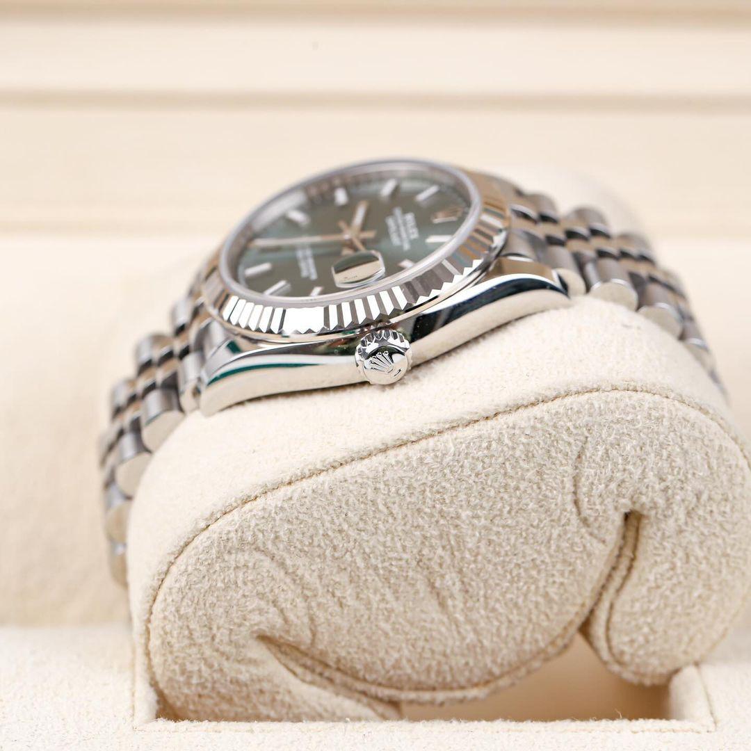 Thumb Datejust 31 Stainless Steel Fluted / Jubilee / Green