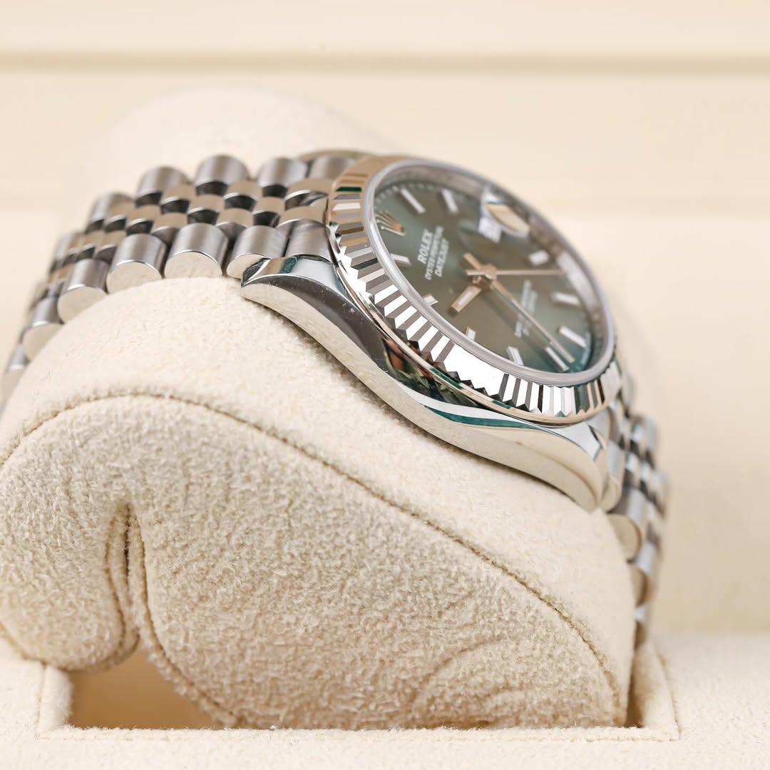 Thumb Datejust 31 Stainless Steel Fluted / Jubilee / Green