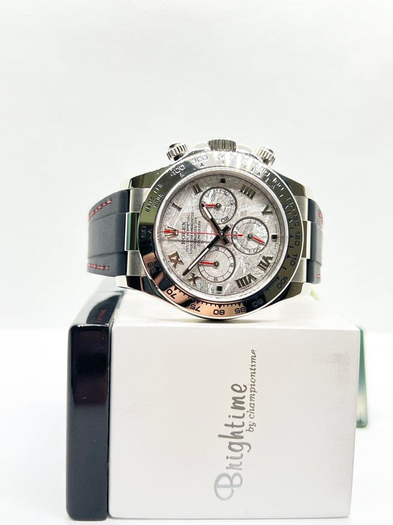 Thumb Daytona White Gold Strap Meteorite Roman