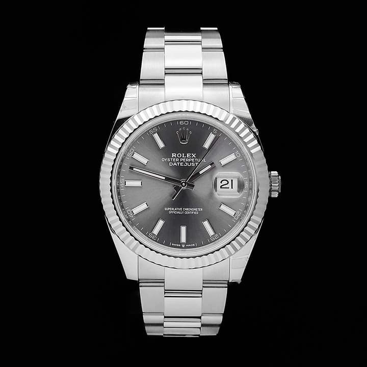 Thumb Datejust 41 Stainless Steel Fluted / Oyster / Dark Rhodium