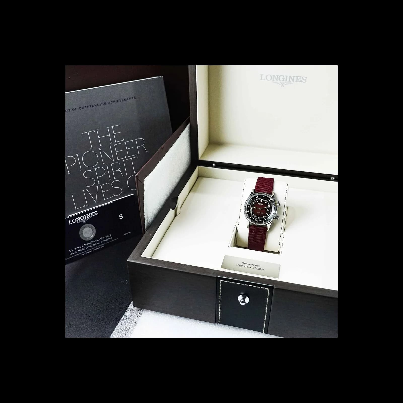 Thumb Legend Diver 36 Stainless Steel / Burgundy / Strap