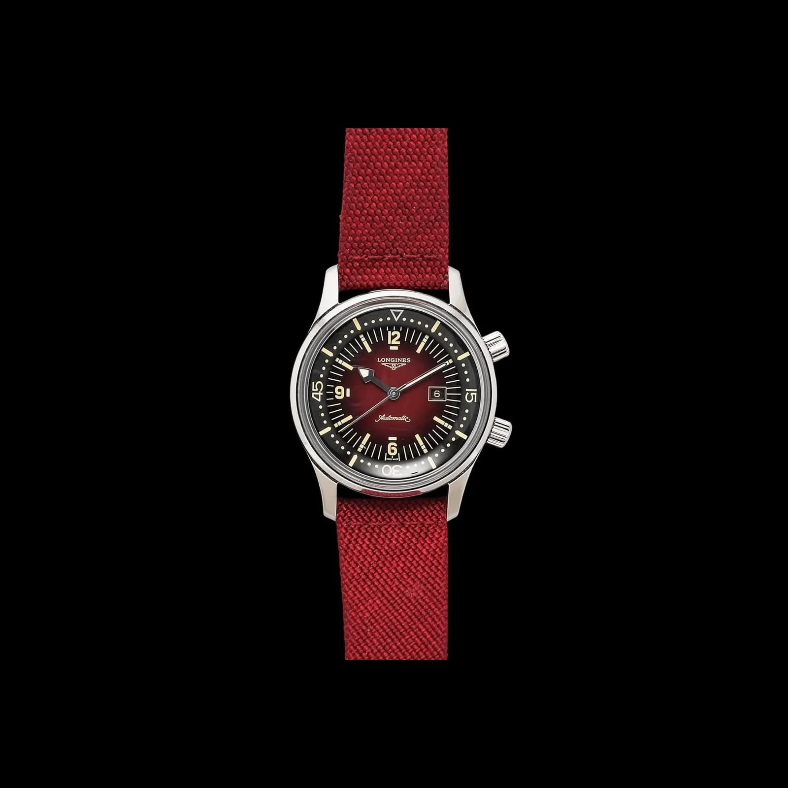 Thumb Legend Diver 36 Stainless Steel / Burgundy / Strap
