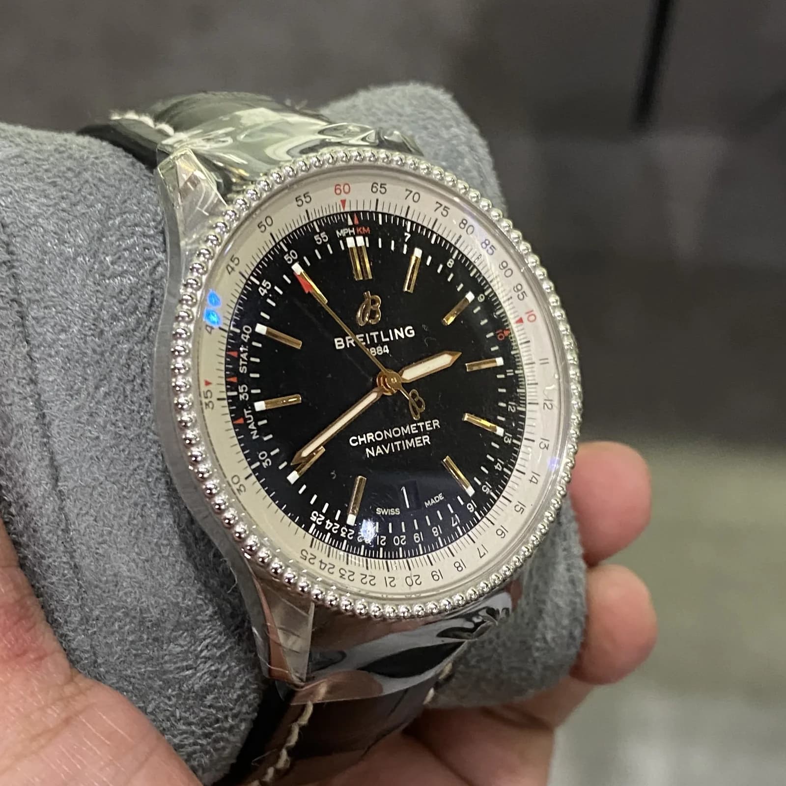 Thumb Navitimer Automatic 41 Automatic Stainless Steel / Black / Croco / Pin