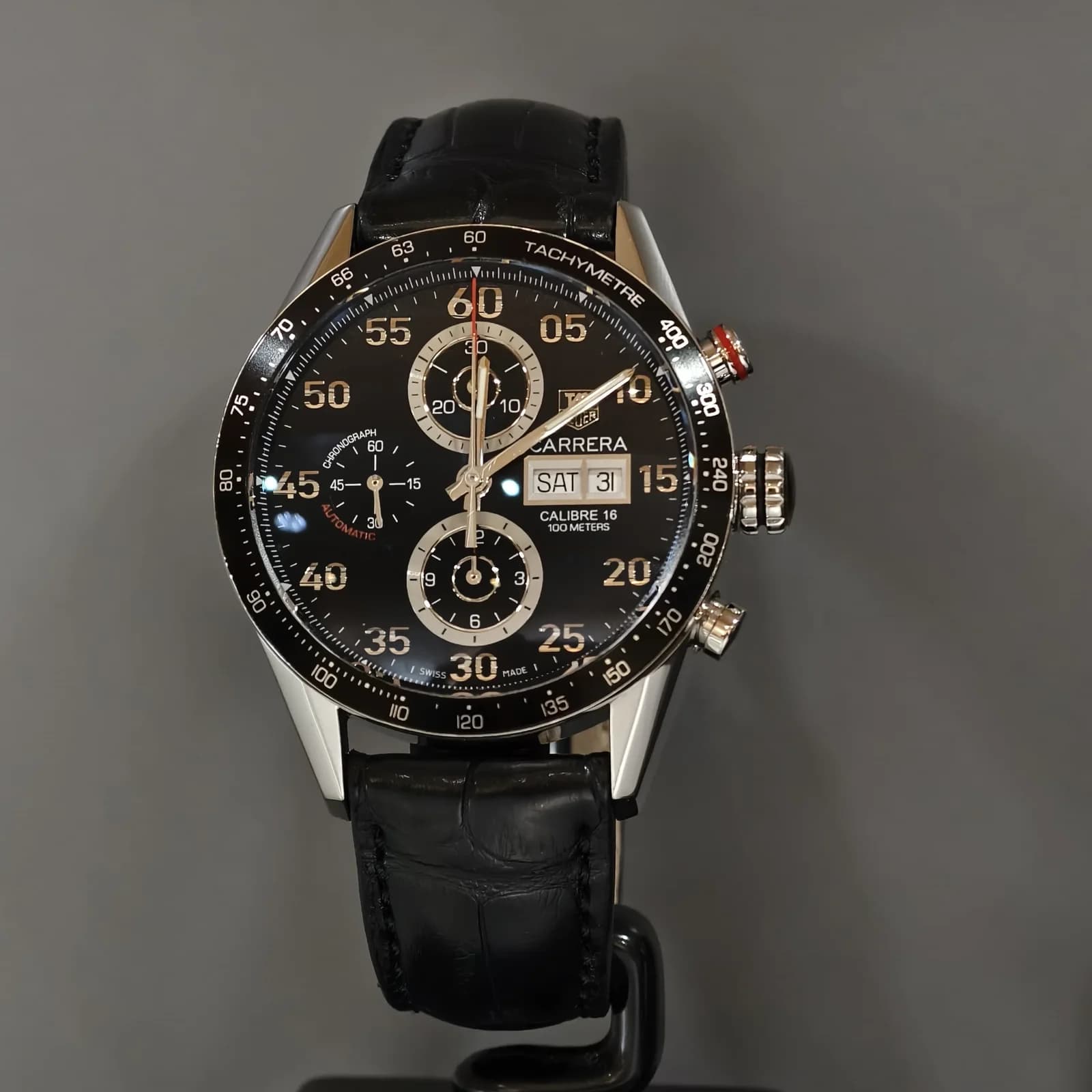 Thumb Carrera Calibre 16 Day Date 43 Stainless Steel / Black / Alligator