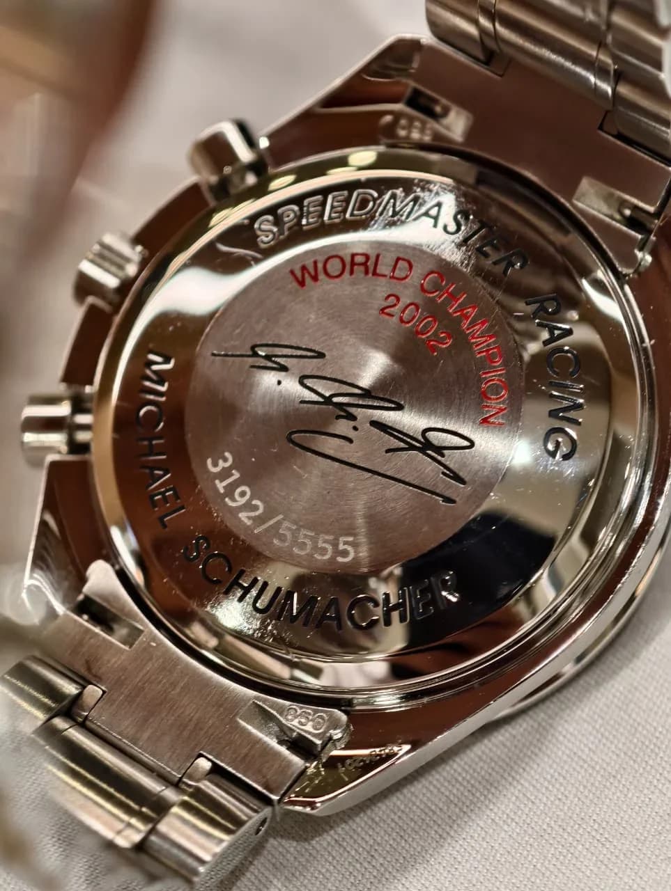 Thumb Speedmaster Day-Date 39 Stainless Steel / Black Carbon / Bracelet / Michael Schumacher World Champion