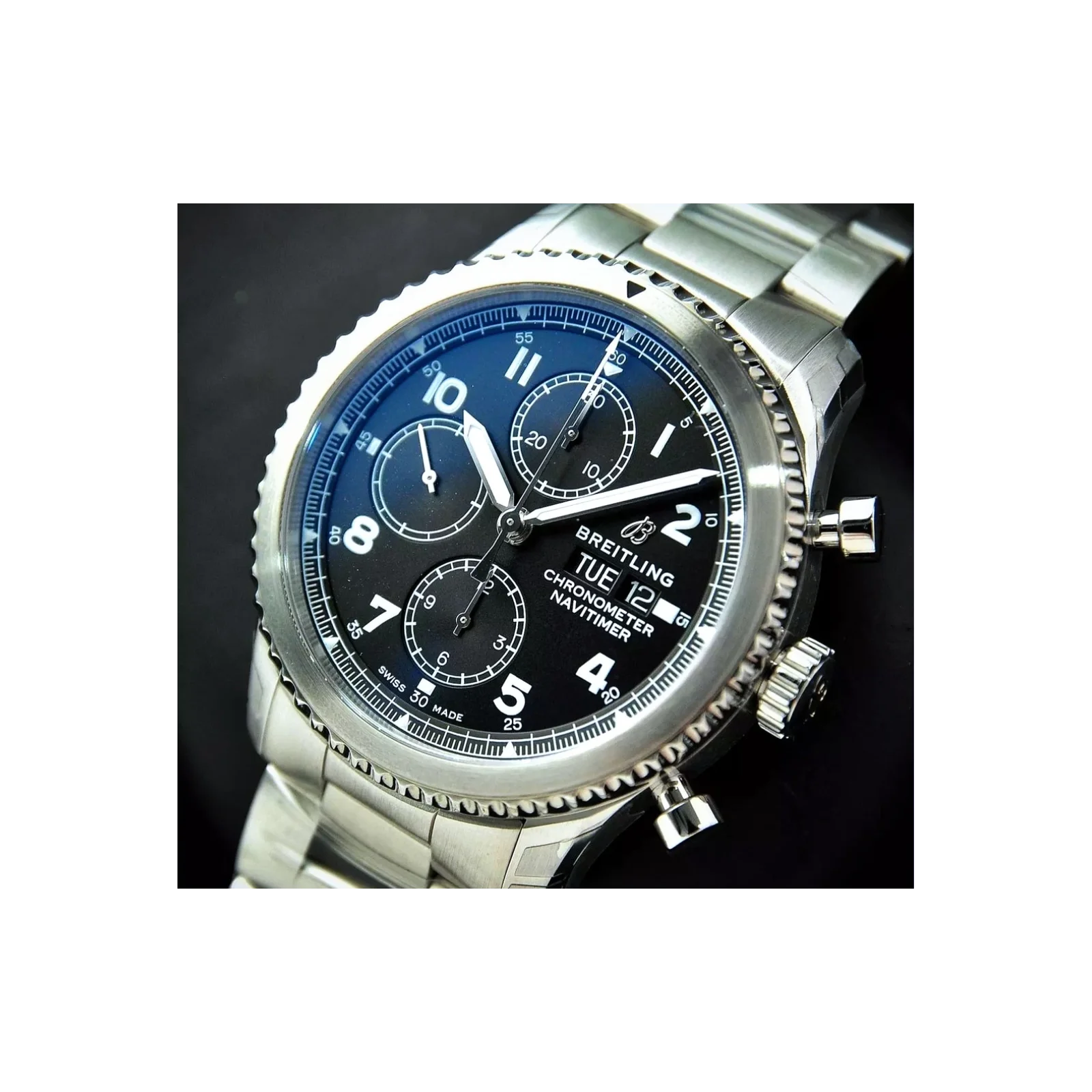 Aviator 8 Chronograph 43 Stainless Steel / Black / Bracelet