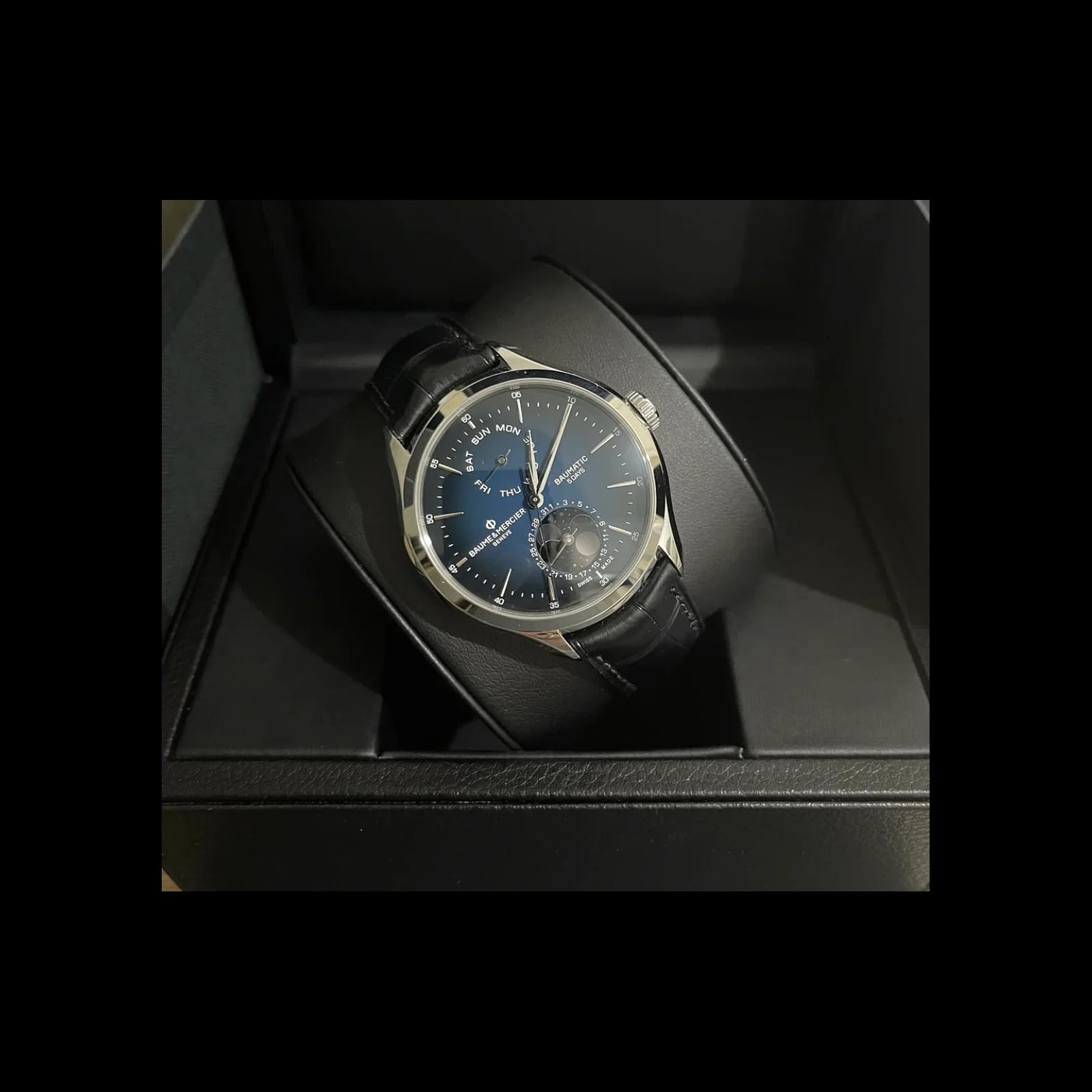 Clifton Baumatic Stainless Steel Moonphase / Blue / Strap