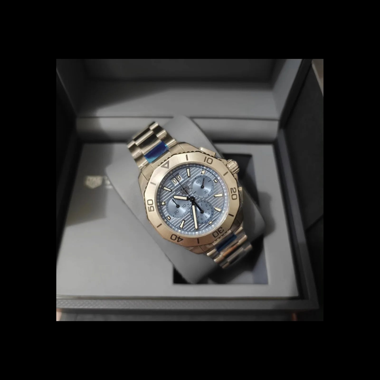 Aquaracder Professional 200 Quartz Chronograph Big Date Stainless Steel / Ice Blue