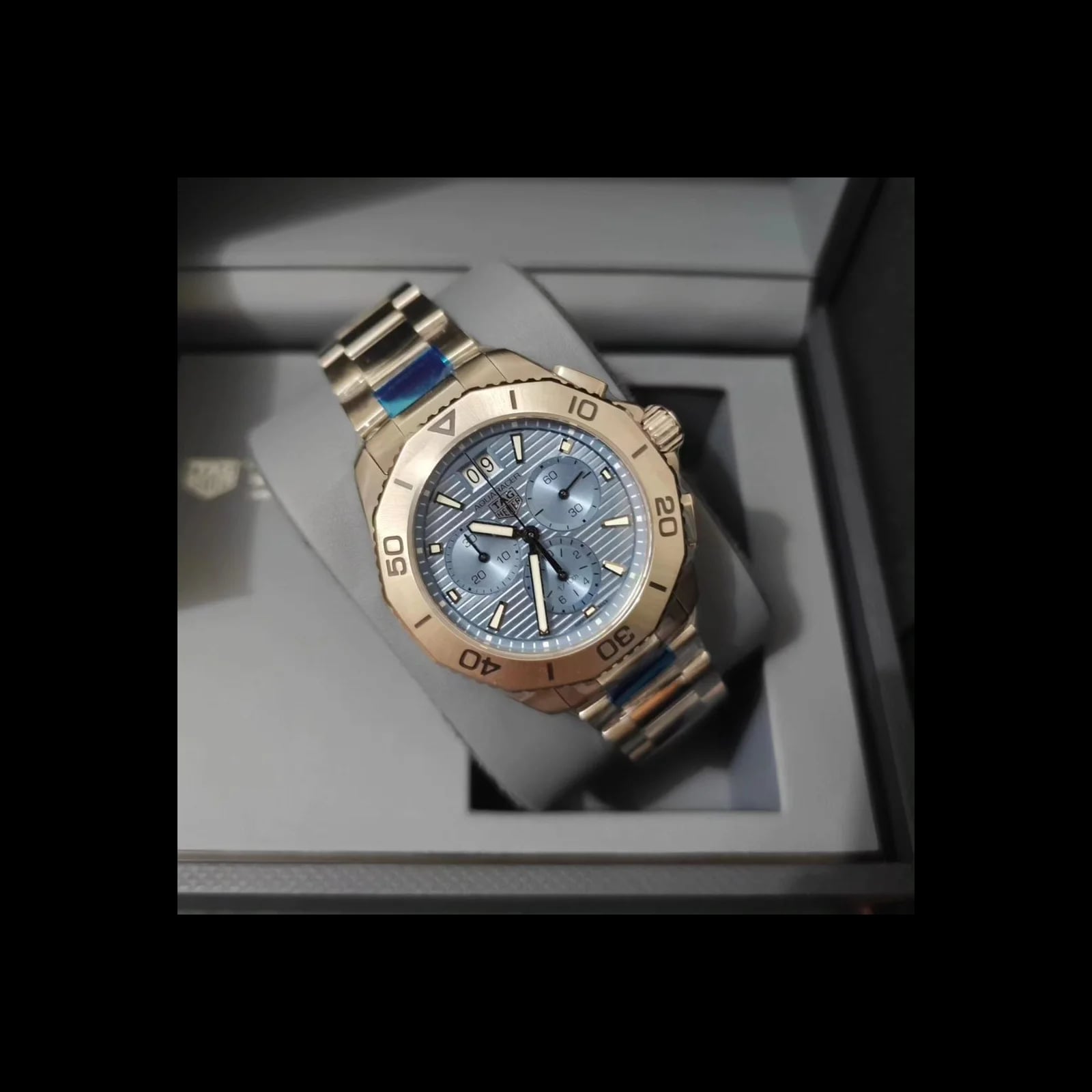 Aquaracder Professional 200 Quartz Chronograph Big Date Stainless Steel / Ice Blue
