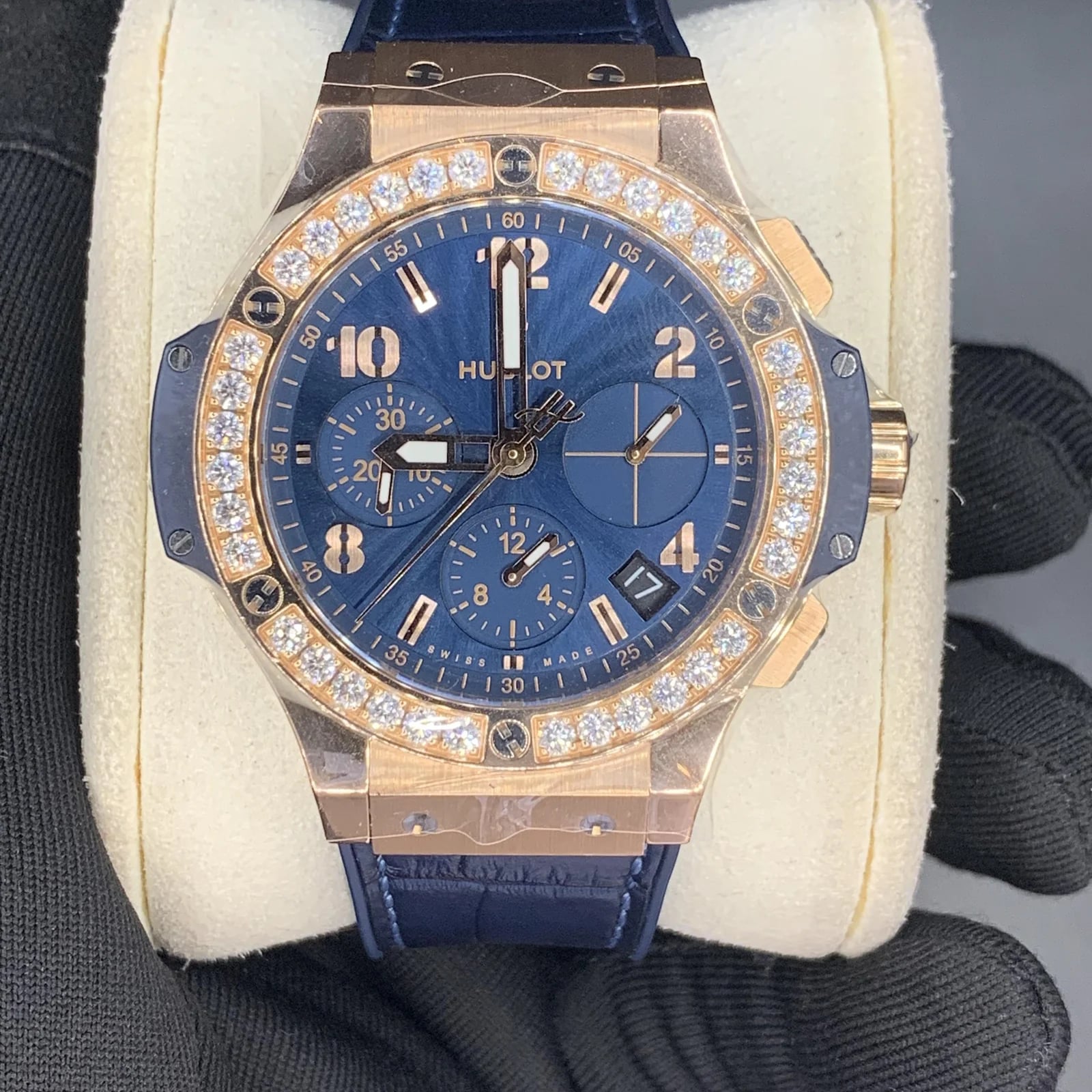 Big Bang Original 41 Red Gold - Diamond / Blue / Alligator