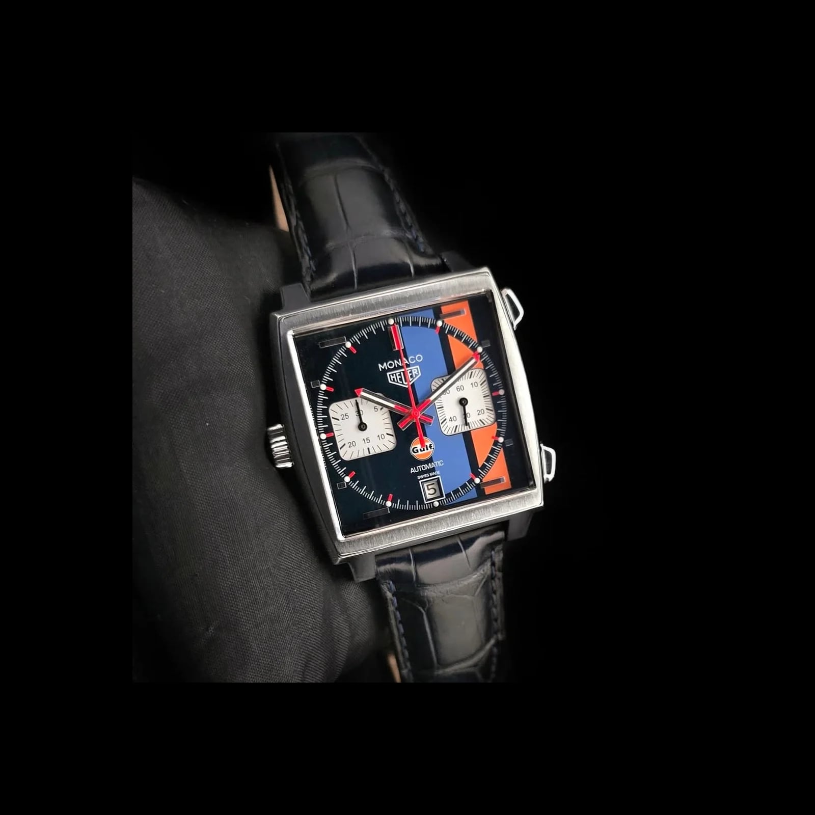 Monaco Calibre 11 Stainless Steel / Blue / Gulf