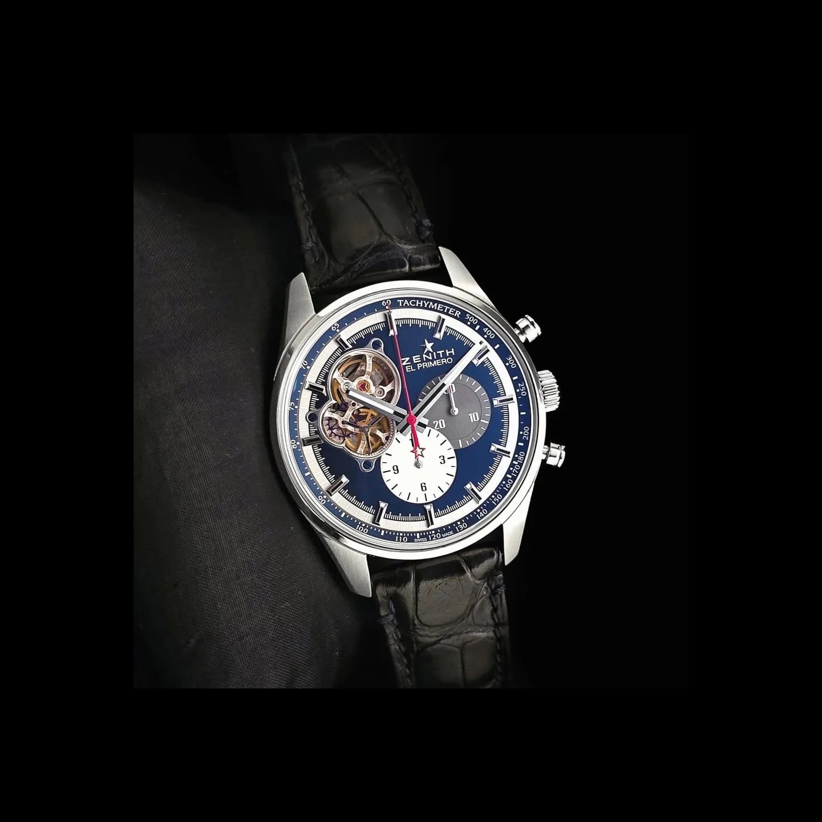 El Primero Chronomaster Open Stainless Steel / Blue 1969 / Alligator