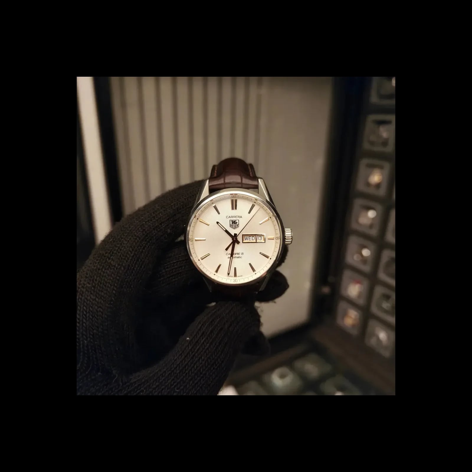 Carrera Calibre 5 Day Date Stainless Steel / Silver / Alligator