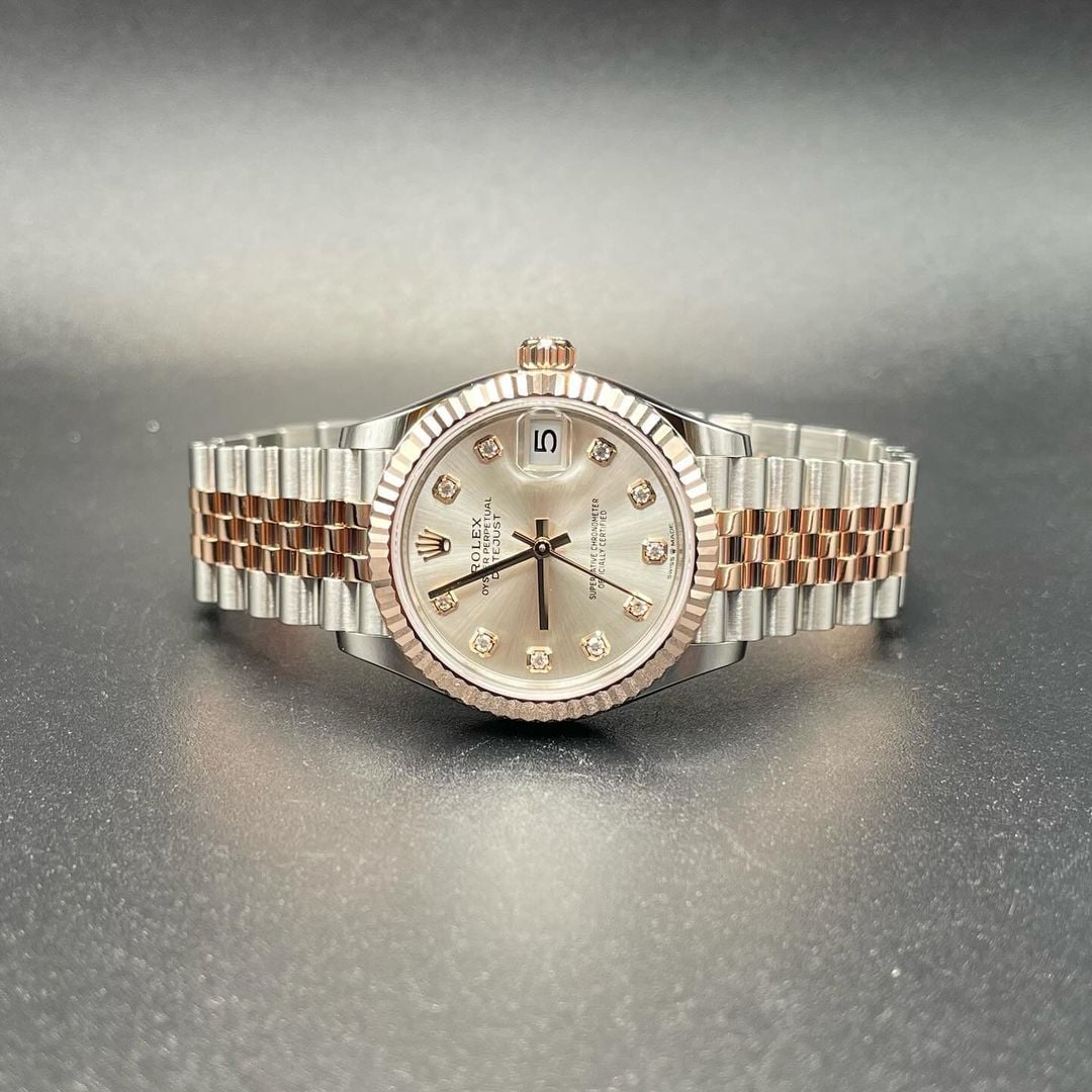 Datejust 31 Stainless Steel/ Rose Gold / Fluted / Silver - Diamond / Jubilee