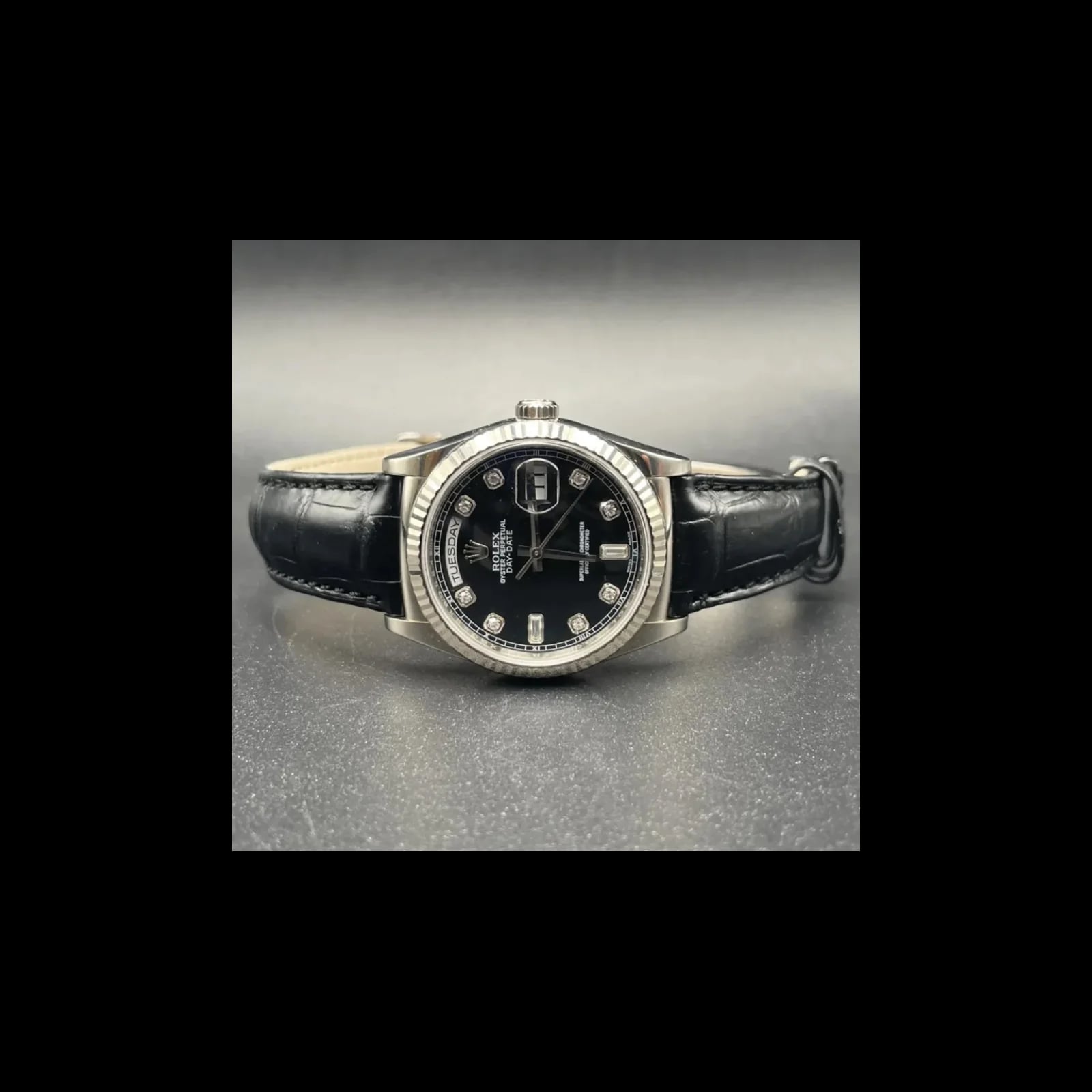 Day-Date 36 White Gold / Diamond / Strap / Black