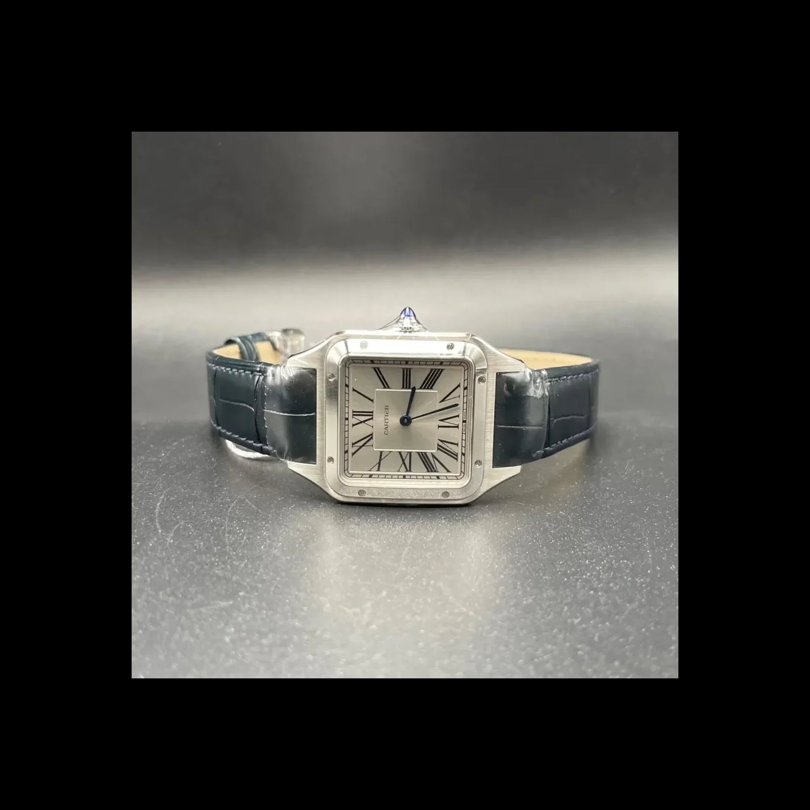 Santos Dumont Large / Blue Alligator Strap