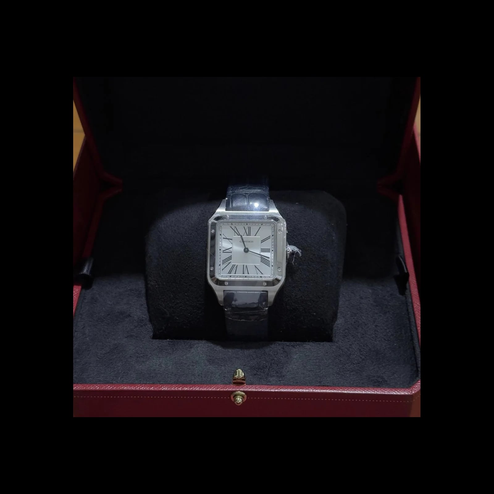 Santos Dumont Large / Blue Alligator Strap