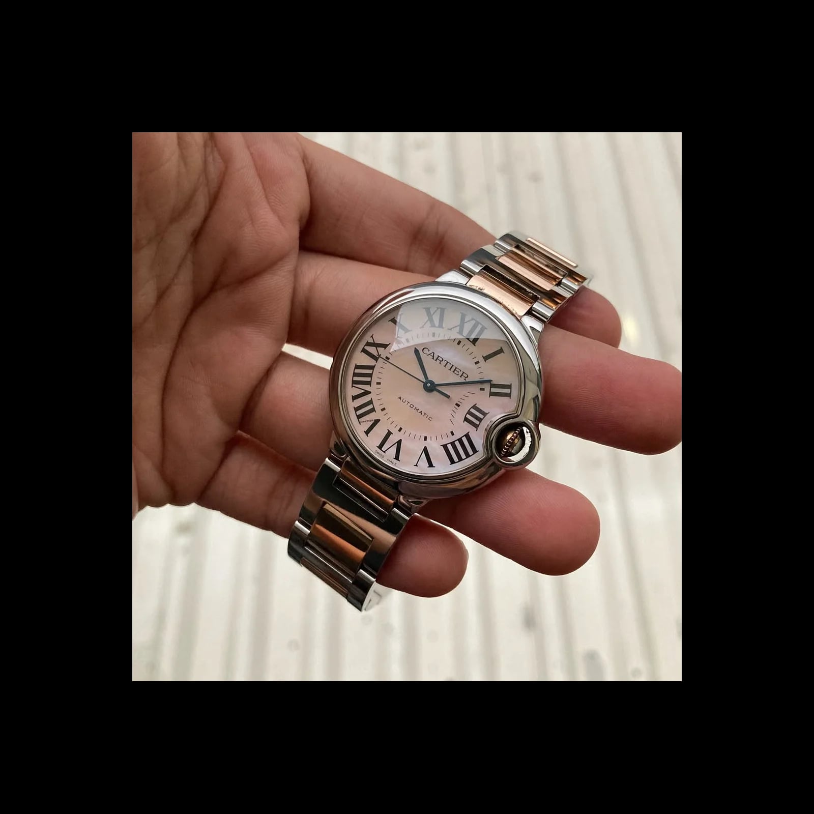 Ballon Blue de Cartier 36 Automatic Stainless Steel / Pink Gold / Mother of Pearl / Bracelet