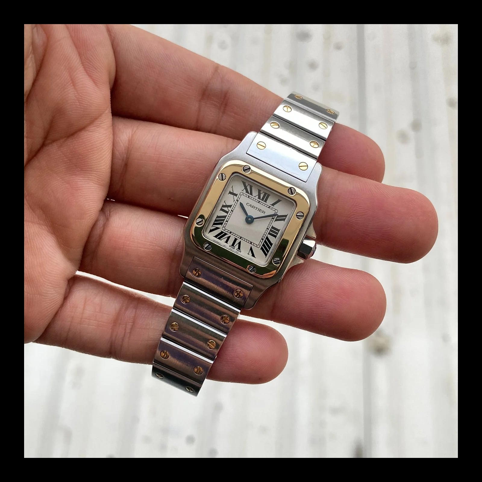 Santos Galbee Two Tone Yellow Gold White Dial
