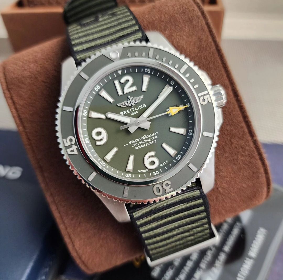 Superocean 44 Stainless Steel / Green / NATO / OuterKnown