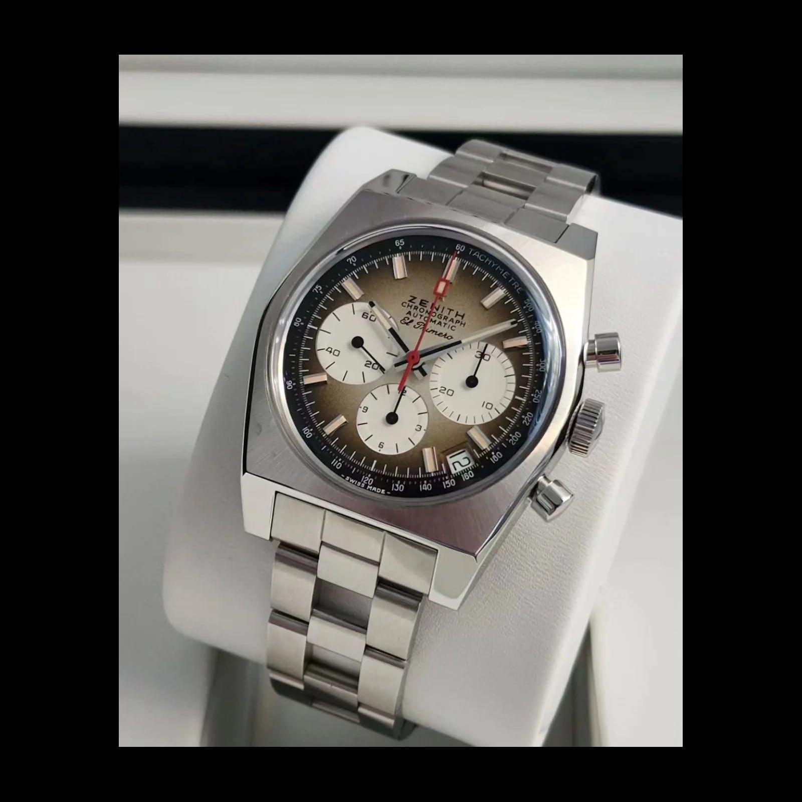 El Primero A385 Revival Stainless Steel / Brown / Ladder Bracelet