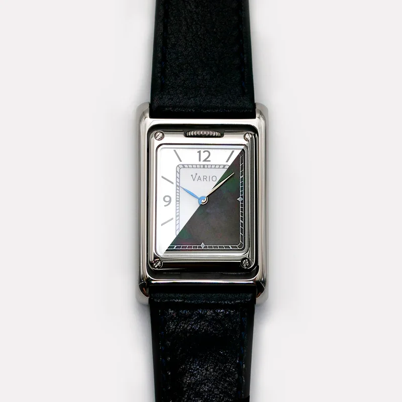 Vario VERSA Reversible Dual Time Silver-Black MoP Watch