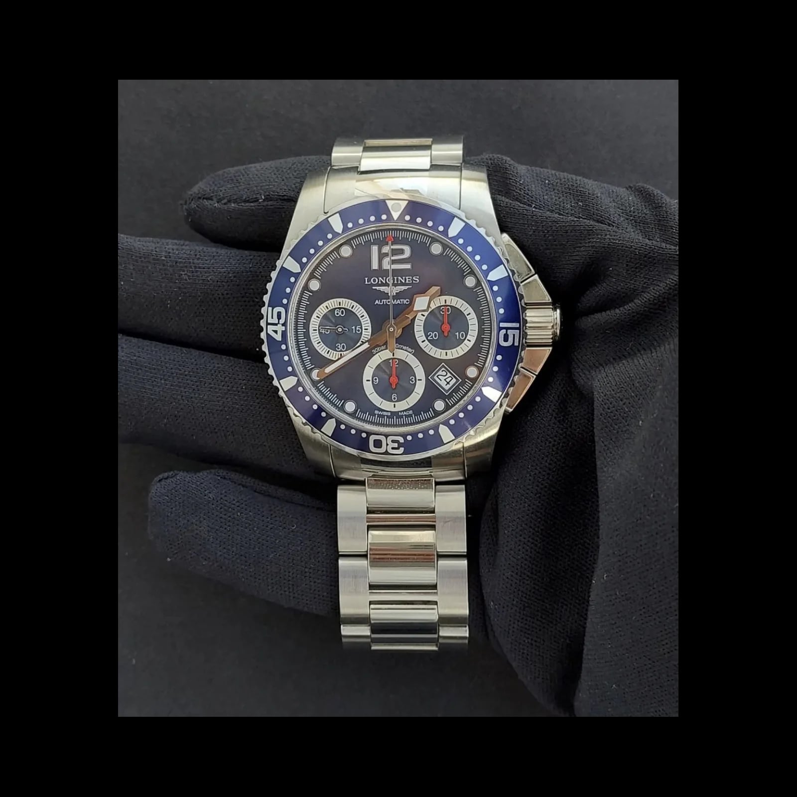 HydroConquest 43 Automatic Chronograph Stainless Steel / Ceramic / Blue / Bracelet