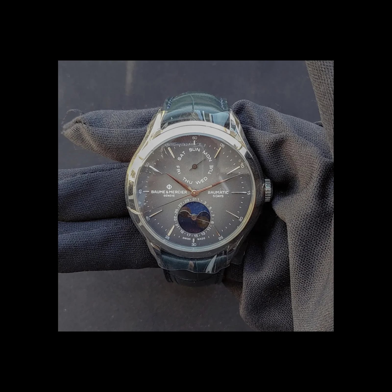 Clifton Baumatic Stainless Steel Moonphase / Blue / Strap