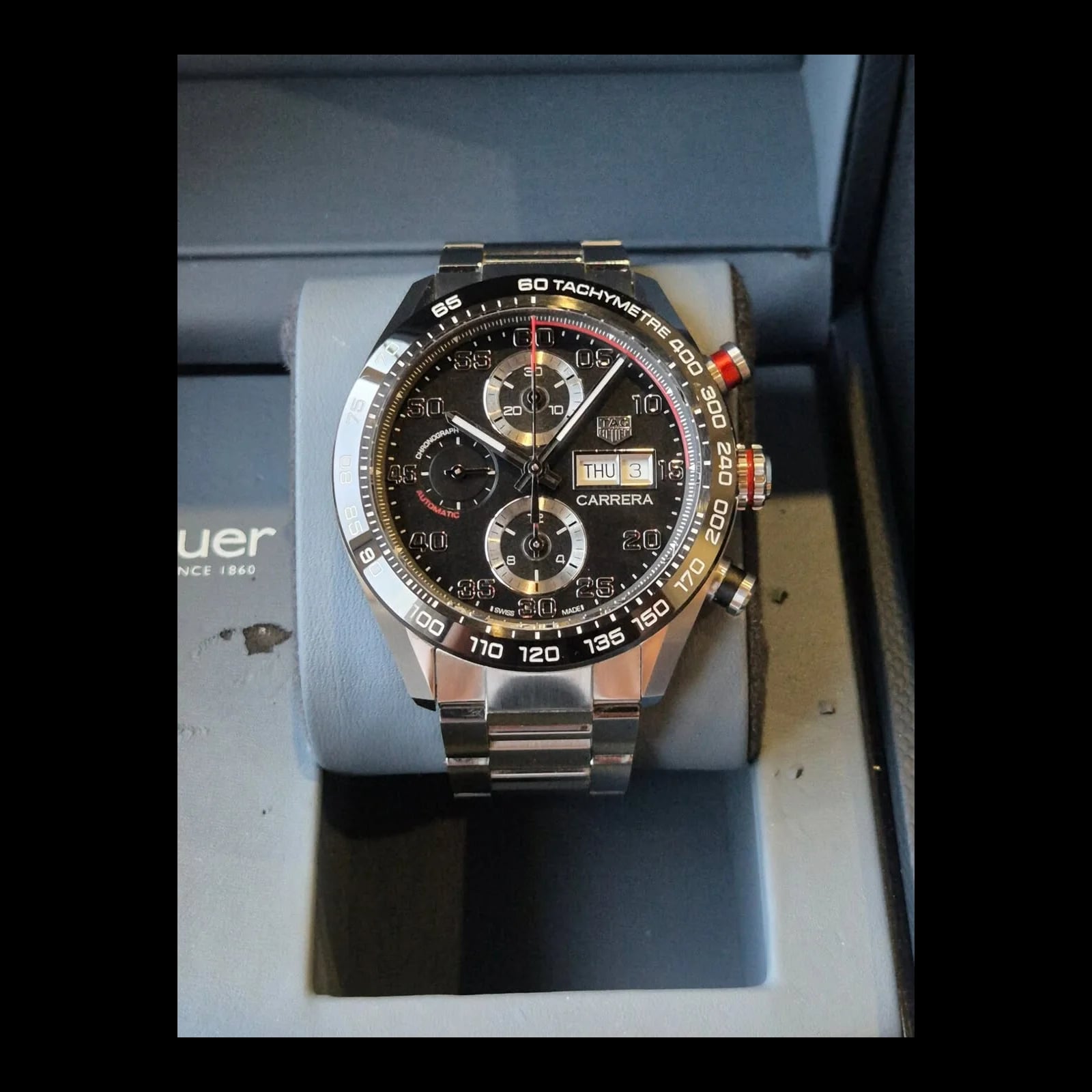 Carrera Calibre 16 44 Stainless Steel / Black / Bracelet