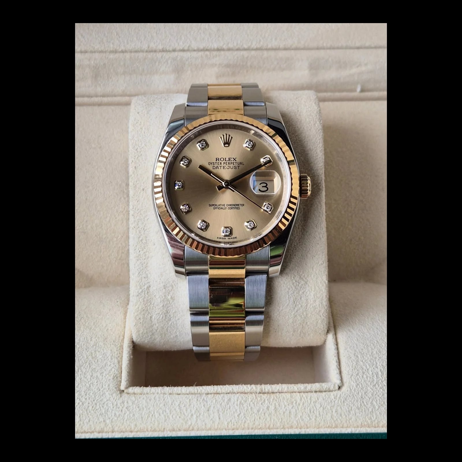 Datejust 36 Rolesor Yellow Fluted / Oyster / Champagne Diamonds