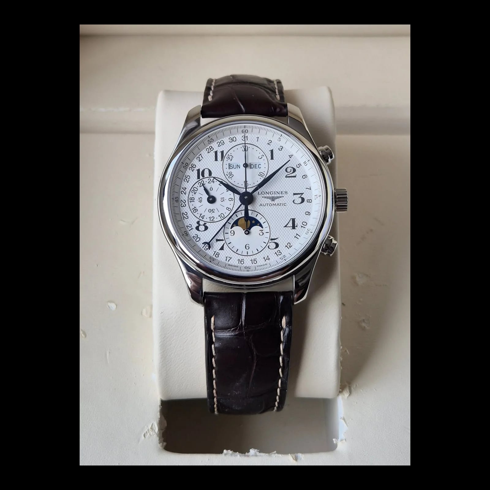Master Collection 42 Chronograph Calendar Stainless Steel / Silver-Arabic / Alligator