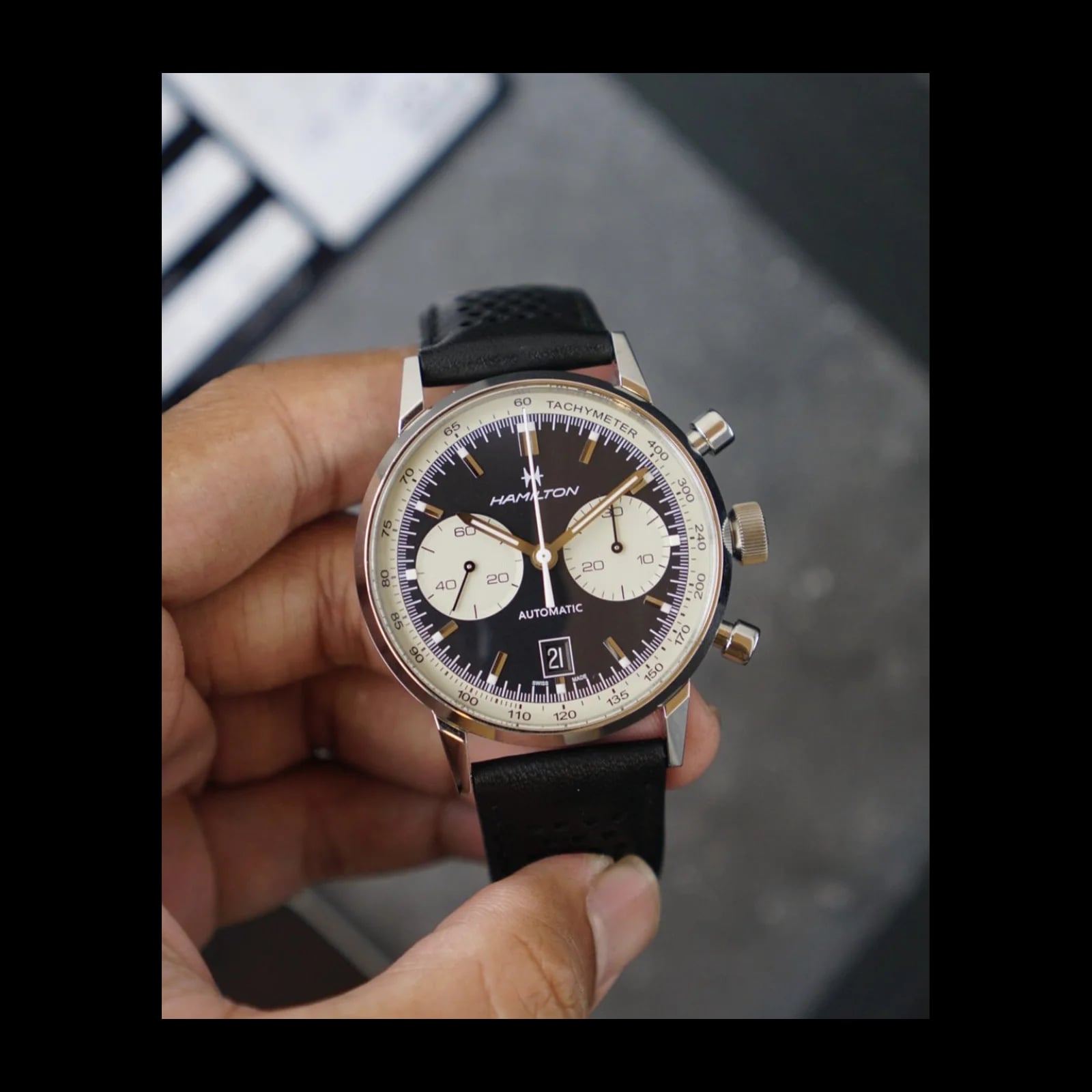 Intra-Matic 68 Auto Chrono Stainless Steel / Black / Strap