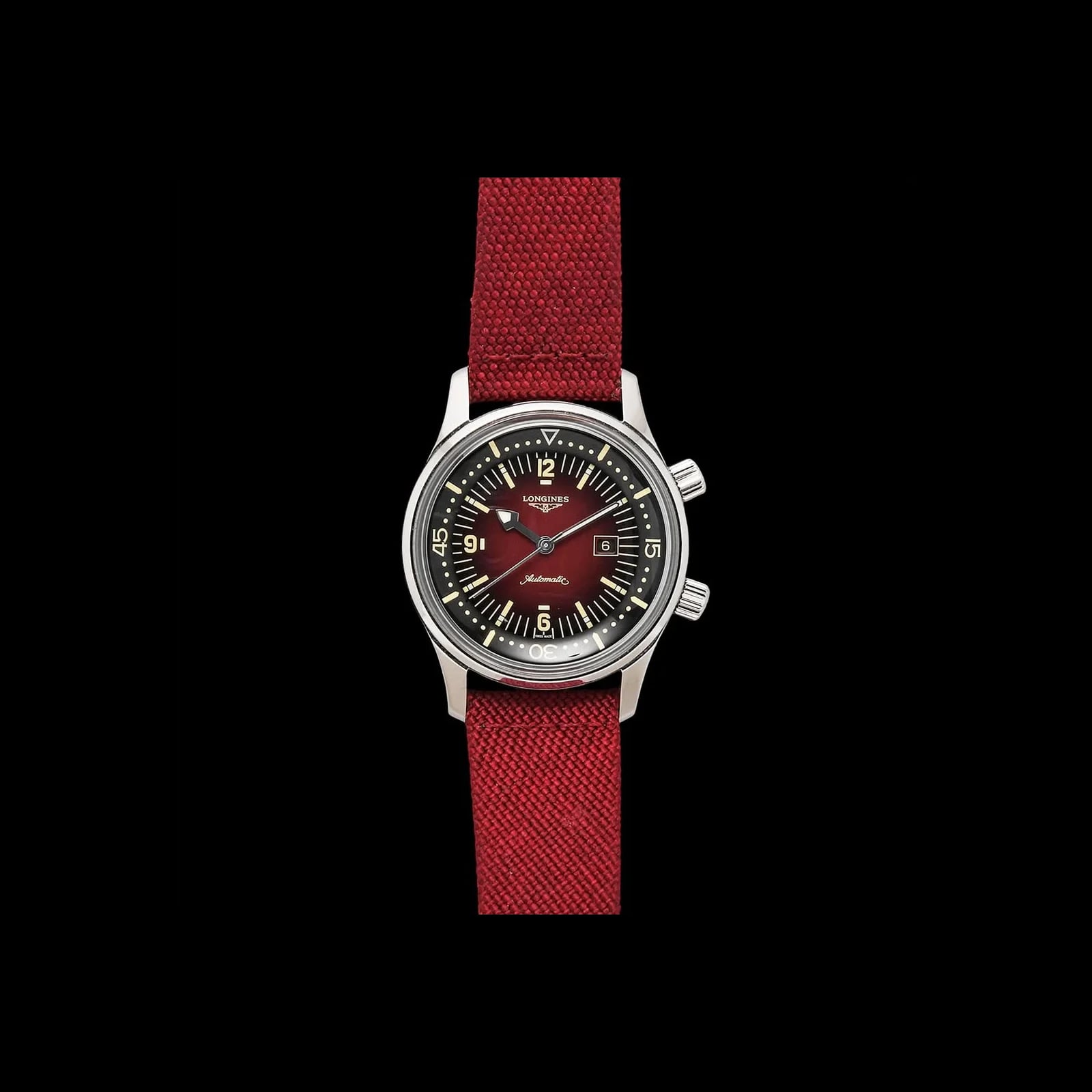 Legend Diver 36 Stainless Steel / Burgundy / Strap