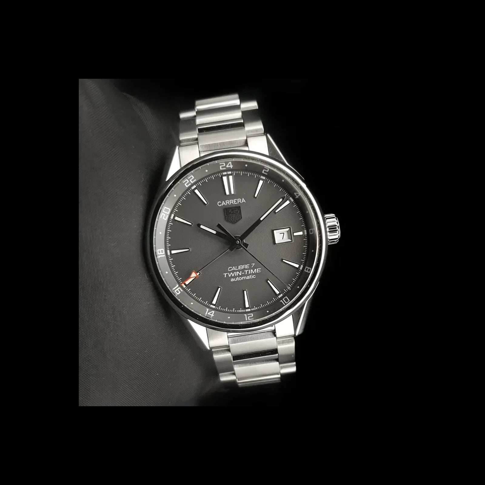 Calibre 7 Twin Time Stainless Steel / Grey / Bracelet