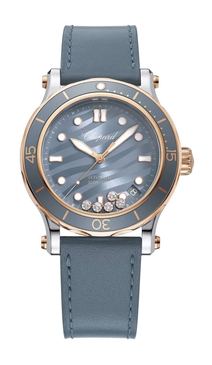 Happy Sport Ocean Ethical 18K Rose Gold & Steel Blue Grey Dial thumb