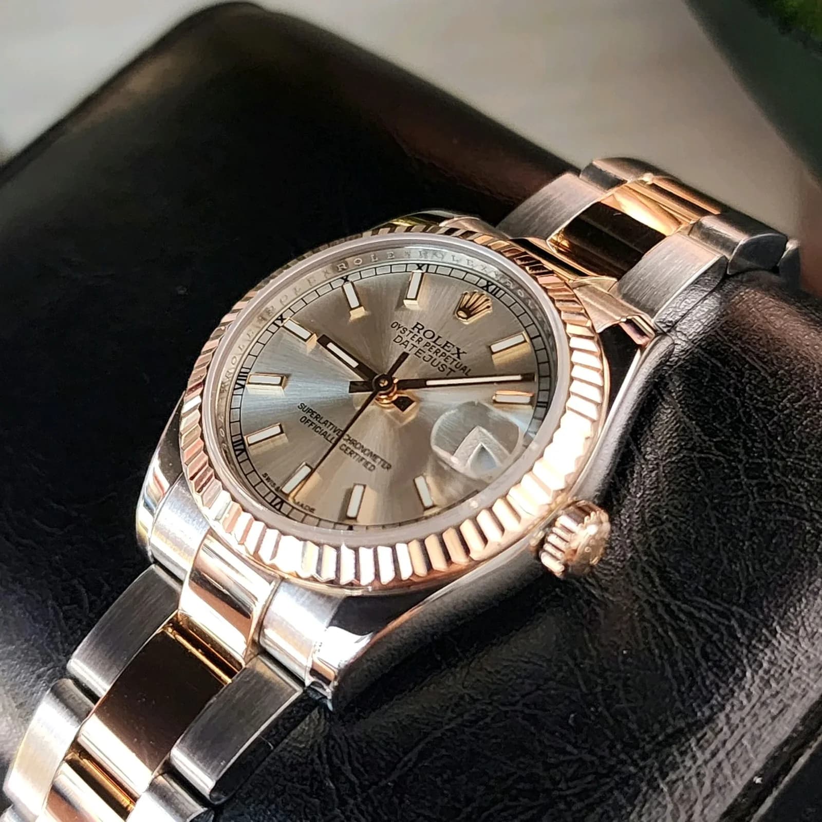 Thumb Datejust 31 Rolesor Everose Fluted / Oyster / Silver
