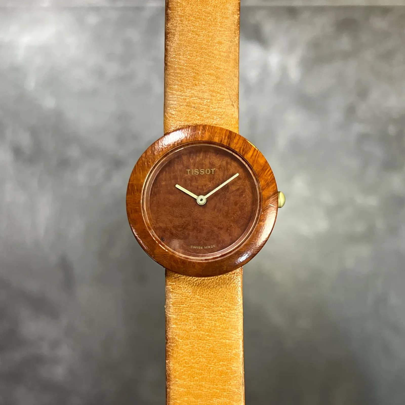 Thumb Vintage Tissot Woodwatch W150 Round Brown Wooden Case Maple-Like Dial LX2351
